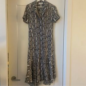 Alc button up snake print 100% silk dress